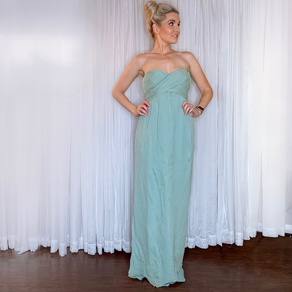 Green Silk J Crew Formal Bridesmaid Gala Dress - Picture 3 of 8